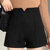 Women's High-Waisted Woolen A-Line Shorts: Minimalist, Slimming, and Casual for Autumn/Winter.