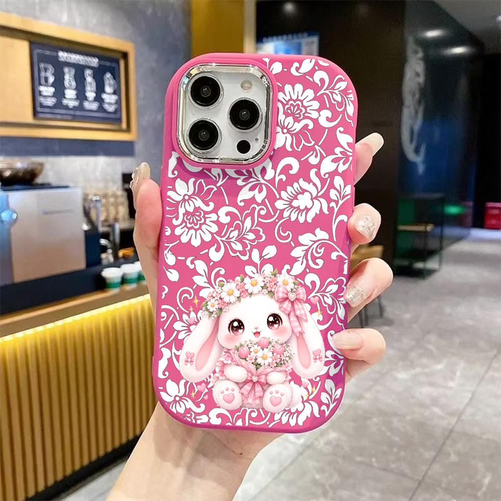 Phone Case: 2D Flat Design Suitable for iPhone 18 17 16 15 14 13 Pro, Couple Style, Cute Droopy-eared Rabbit, Christmas and Halloween Gift