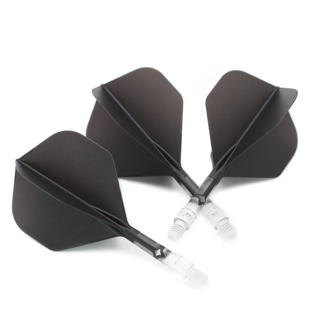 CUESOUL Integrated Dart Flights And Shafts ROST T19 Two Tone 2 Material Mix Big Standard Shape 3 Sets Black Flights Clear Shaft Size S CS-AK57DB1S
