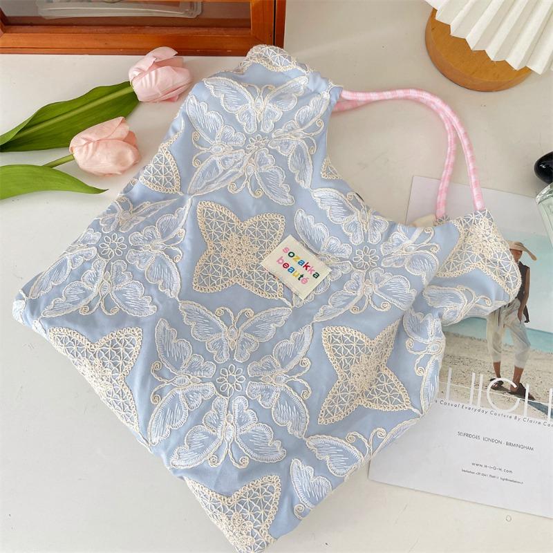Summer New Embroidered Butterfly Fashion Handbag Casual Shoulder Bag Women's Large-capacity Commuter Tote Bag