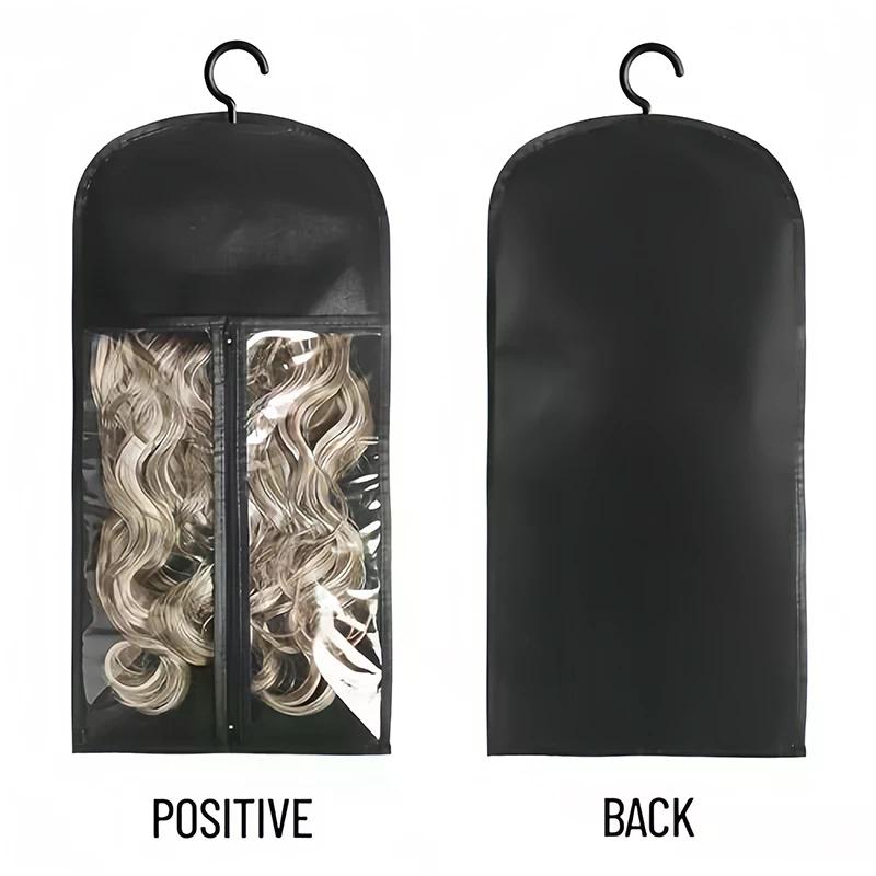 1pc Wig Storage Bag with Hanger Holder Case Dust-Proof Organizer for Professional Hair Extensions Water-Resistant Wig Pouch