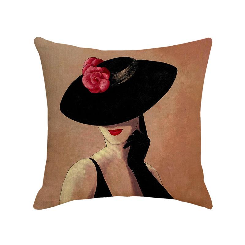 

Character Linen Throw Pillow Cover Printed Car Sofa Bed Cushion Cushion Pillow Cover Home Furnishings linen 45 * 45cm (without pillow core)
