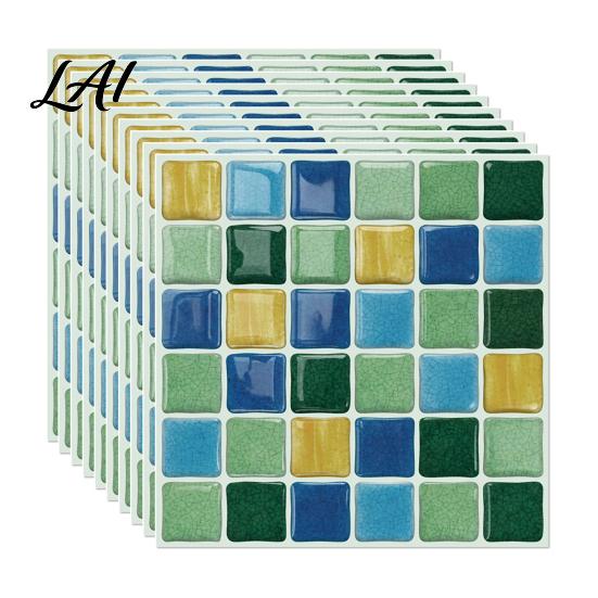 Waterproof Kitchen Backsplash Decal 10Pcs 3D Mosaic Wall Sticker Oil-Proof Tile Decal Peel And Stick Stickers Backsplash Self-Adhesive Bathroom