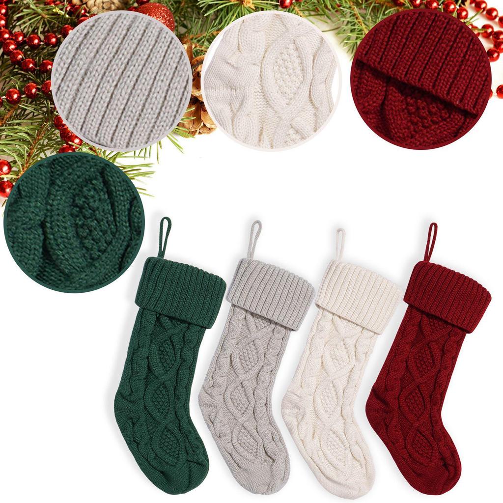 Grenzüberschreitende gestrickte Weihnachtsstrümpfe & Baumschmuck – Geschenktüten aus Wolle mit Rautenmuster