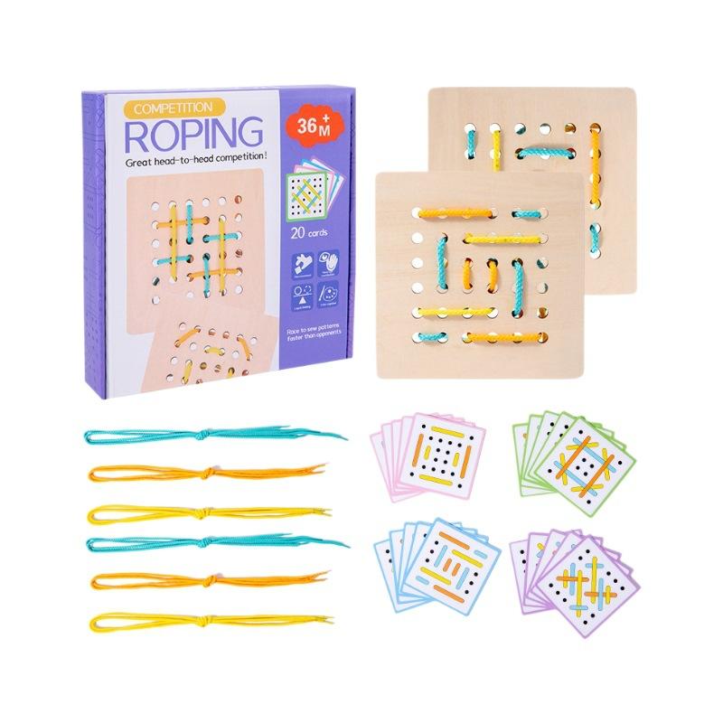 Montessori Early Education Children'S Double Battle Pattern Rope Game Exercise Baby Hand-Eye Coordination Toy