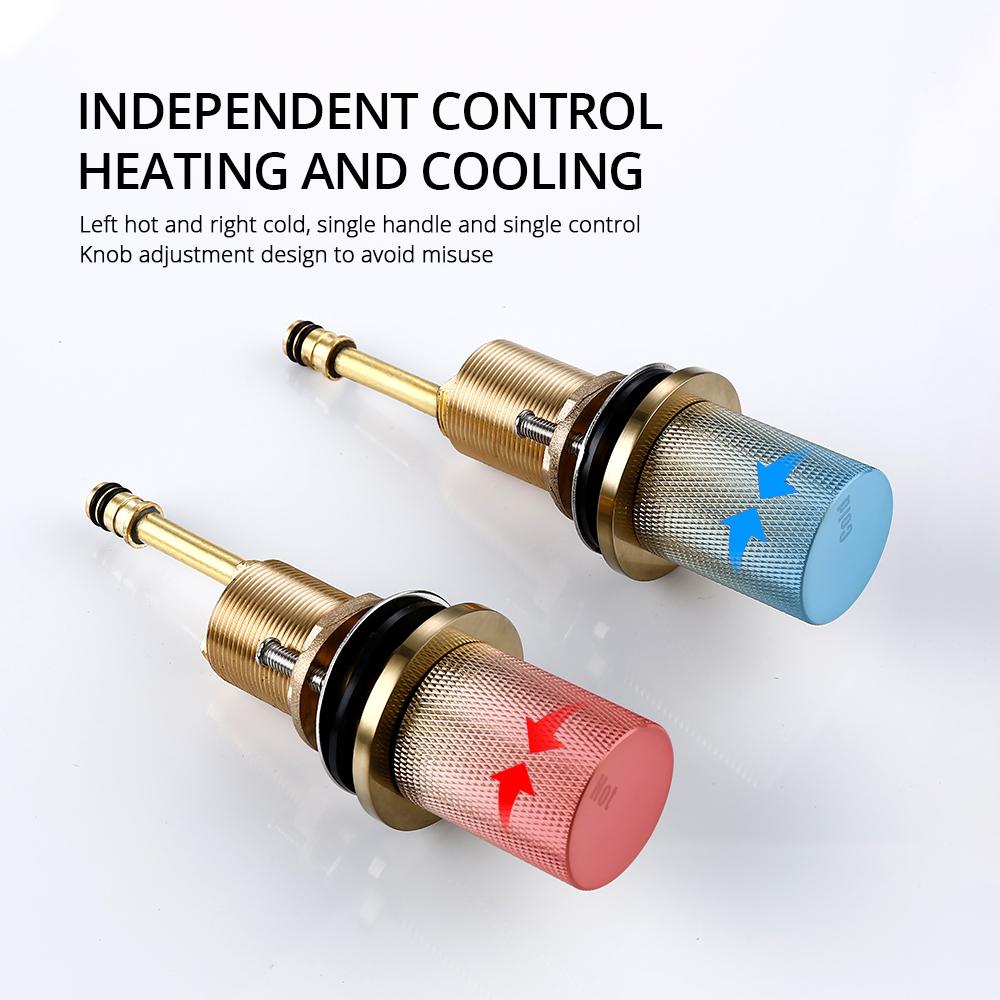 Brushed Rose Gold Basin Faucet 3PCS Knurled Handles Sink Tap Hot And Cold Deck Mounted Mixer Widespread Faucet 3 Holes Set