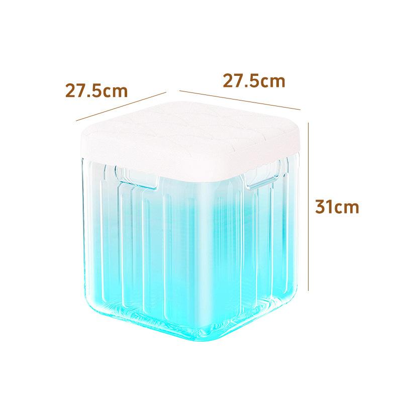 Transparent Square Storage Stool with Flip-Top Lid - Large Capacity Multi-Functional Organizer for Toys and Accessories