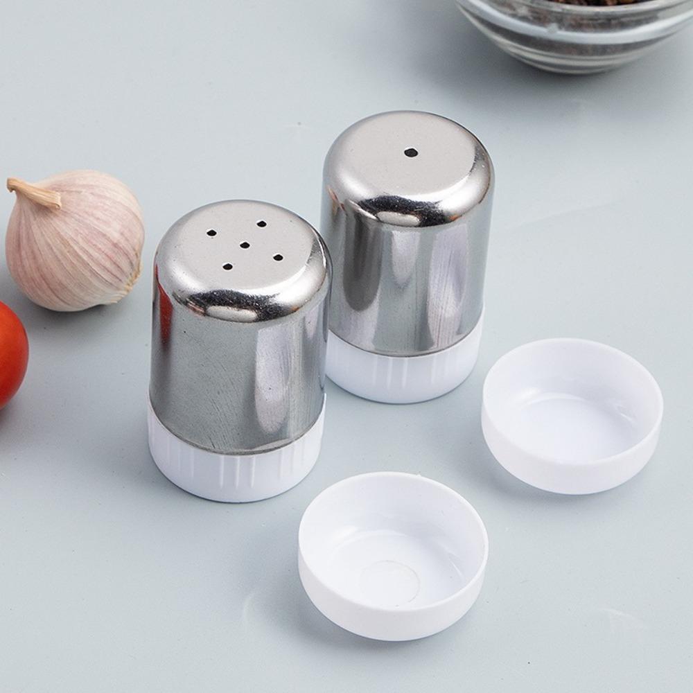 Stainless Steel Salt Shaker with Dust Cover Condiment Jar Mini Seasoning Bottle  Kitchen