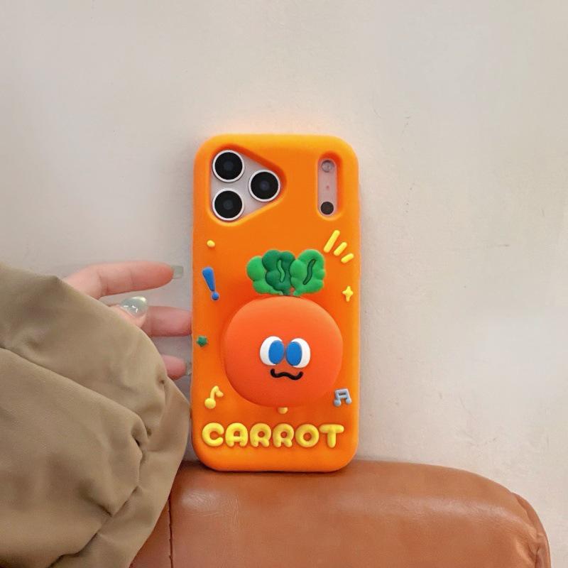3D Cartoon Carrot Stand Case for iPhone 14/13/17/16/15 Pro Max
