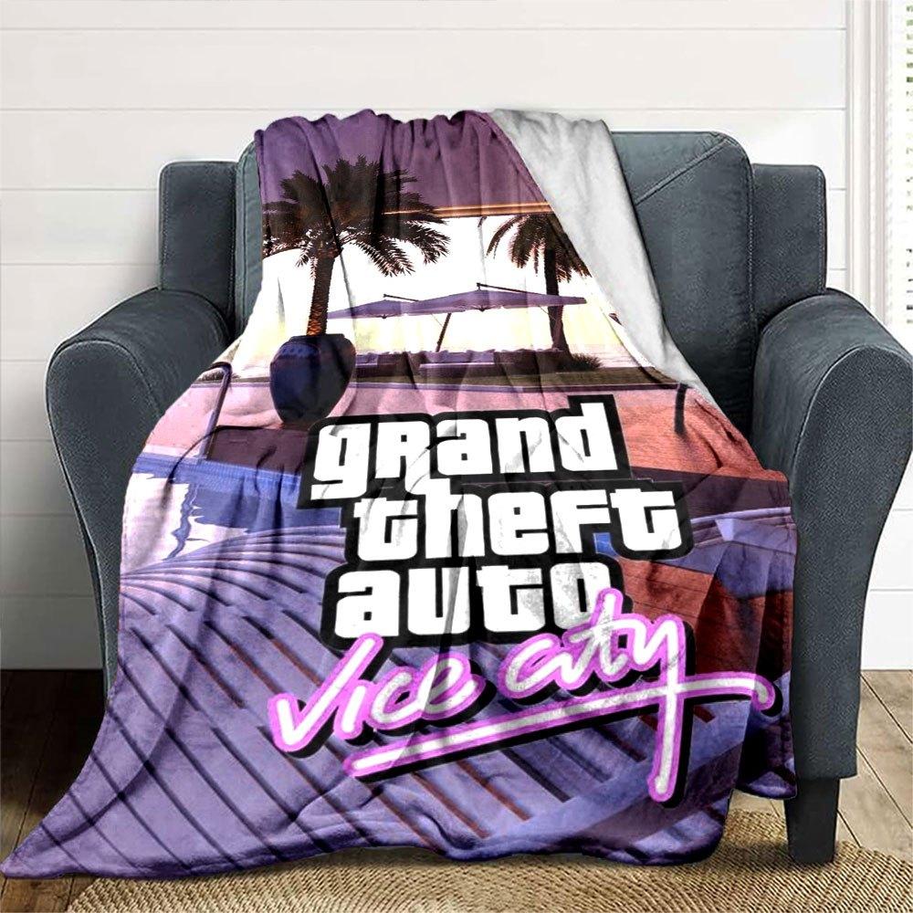 1 pezzo Coperta Morbida in Flanella Grand Theft Auto con Stampa di Designer Una coperta accogliente per tutte le stagioni, perfetta per il divano, il letto, l'ufficio