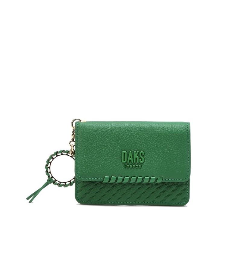Daks Womens Accessories Green Logo Color Block Cowhide Card Wallet_Dcho5F162E2