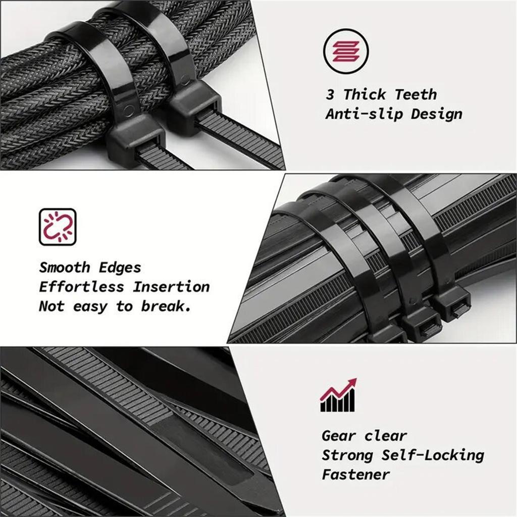 100 PCS Self-locking Plastic Nylon Tie Black Fastening Strap Cable-Tie-Set Cable Fastening Ring Zip Wraps Strap Tie Wholesale