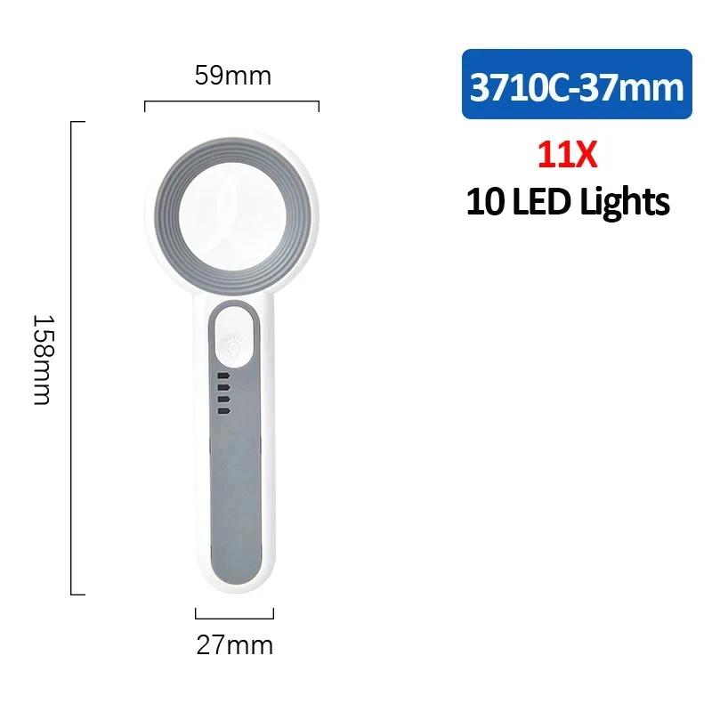 Rechargeable Handheld Magnifier 12X Magnifying Glass with LED Light 3 Modes for Seniors Reading Repair Jewelry Craft Inspection