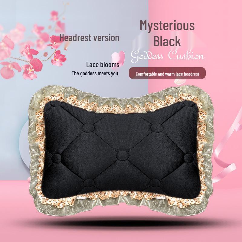 Uniwersalna antypoślizgowa pluszowa poduszka na fotel samochodowy z koronkowym wykończeniem na jesień i zimę