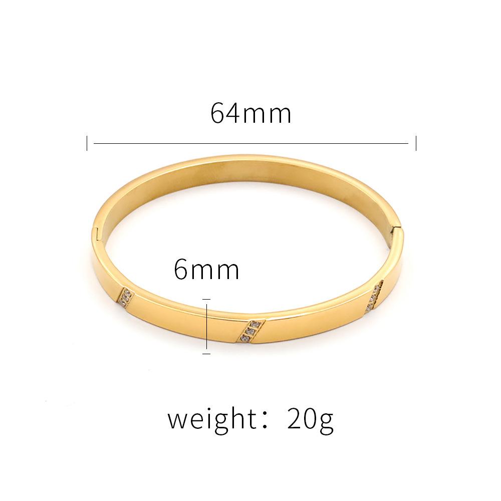 French Retro High-End Sense Fashion Versatile Titanium Steel Jewelry Women'S Opening Zircon Bracelet Does Not Fade