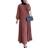 ZANZEA Women Casual O-neck Loose Long Sleeve Pleated Dress