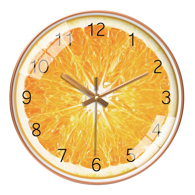 8" Cartoon Fruit Wall Clock: Modern Watermelon, Orange, Kiwi Design