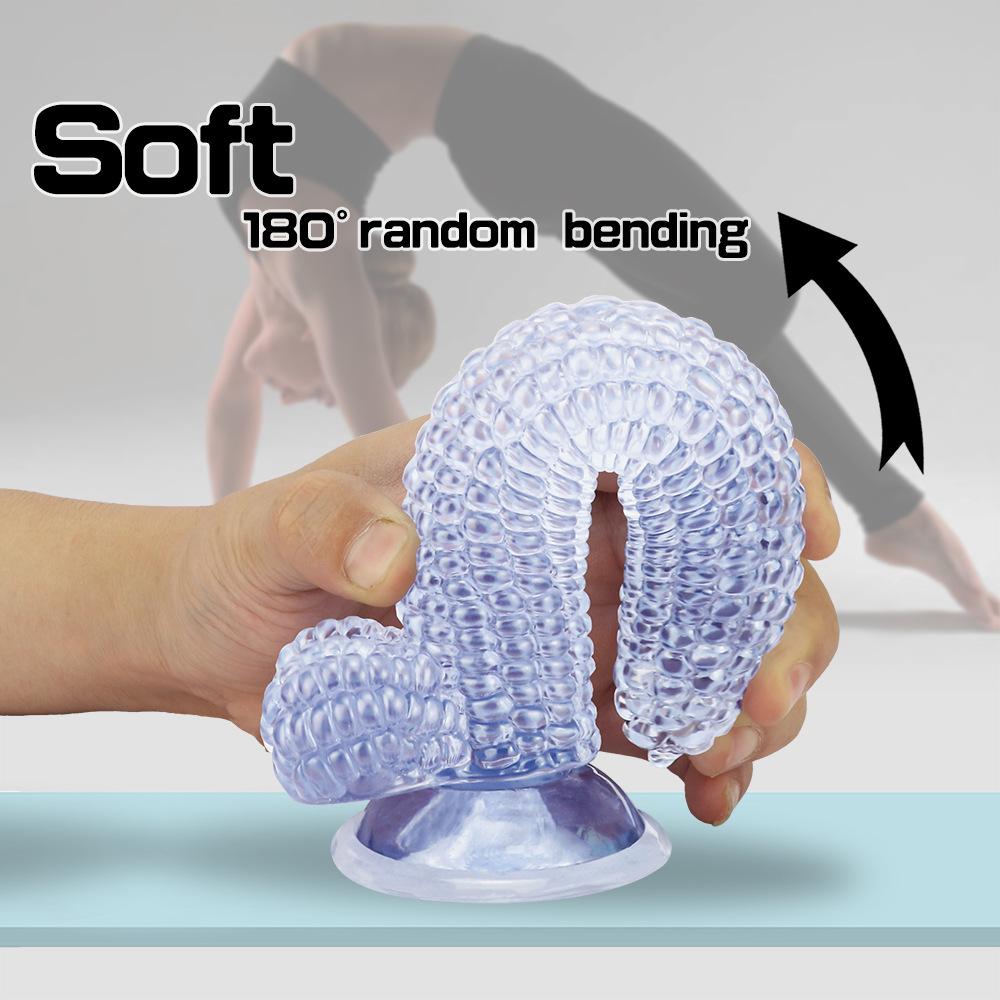 Corn-Shaped Silicone Anal Plug - Realistic Fake Penis with Strong Suction Cup, Transparent Dildo for Adults