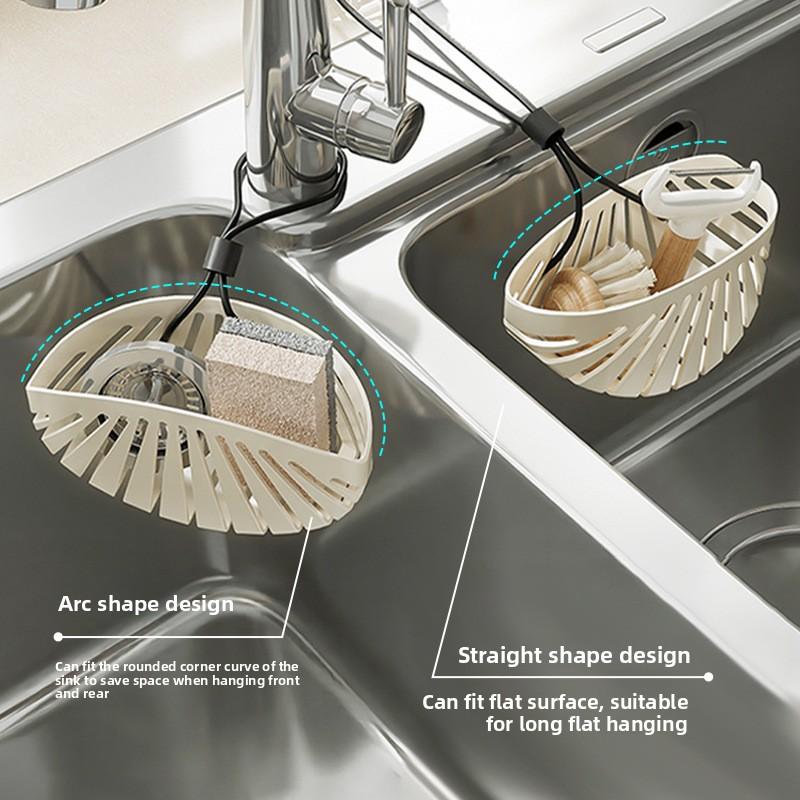 Sink Drain Rack Hanging Basket Artifact Kitchen Sink Rag Dishwashing Sponge Storage Punch-free Faucet Storage Rack