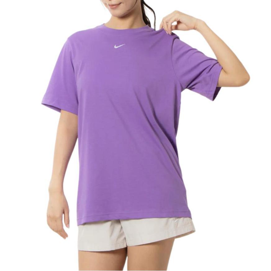 Nike Sportswear Solid Color Loose Fit Logo Print Crew Neck Pullover Short Sleeve T-Shirt Women T-Shirts Purple FD4150-521
