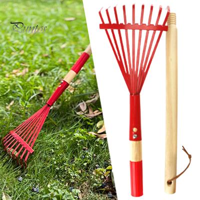 Rastrello per bambini con manico in legno duro Testa dai colori vivaci Rastrello da giardino leggero per bambini per foglie Regalo per attrezzi da giardino per bambini