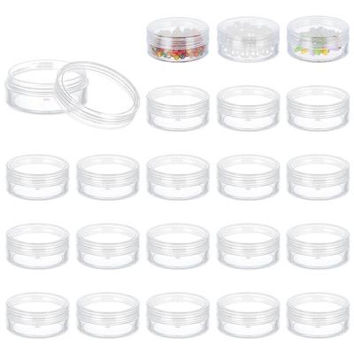 BENECREAT 24-teiliges Set mit kleinen runden Behältern (20 ml) für Perlen, Kosmetik und Nail Art Teile, Nachfüllbare Behälter und kleine Aufbewahrungsboxen, Transparent