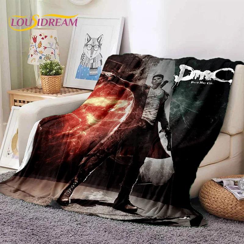 3D D-Devil May Cry DMC Game Cartoon Soft Flannel Blanket for Beds Bedroom Sofa Picnic,Throw Blanket for Outdoor Leisure Nap Gift