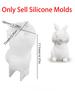 Cute Rabbit Silicone Ornament Mold 3D Easter Rabbit Scented Candle Gypsum Concrete Sitting Standing Looking Up Rabbit Craft Mold