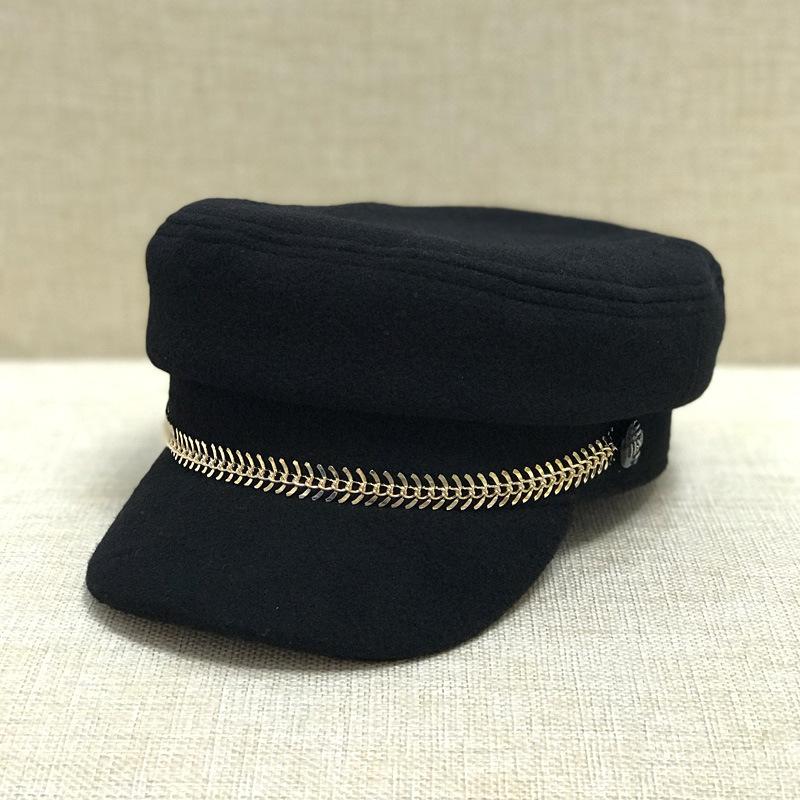

Good Quality Thick Woolen Hat Woolen Beret Lady Flat Top Hat Trendy Man One size fits all чорний