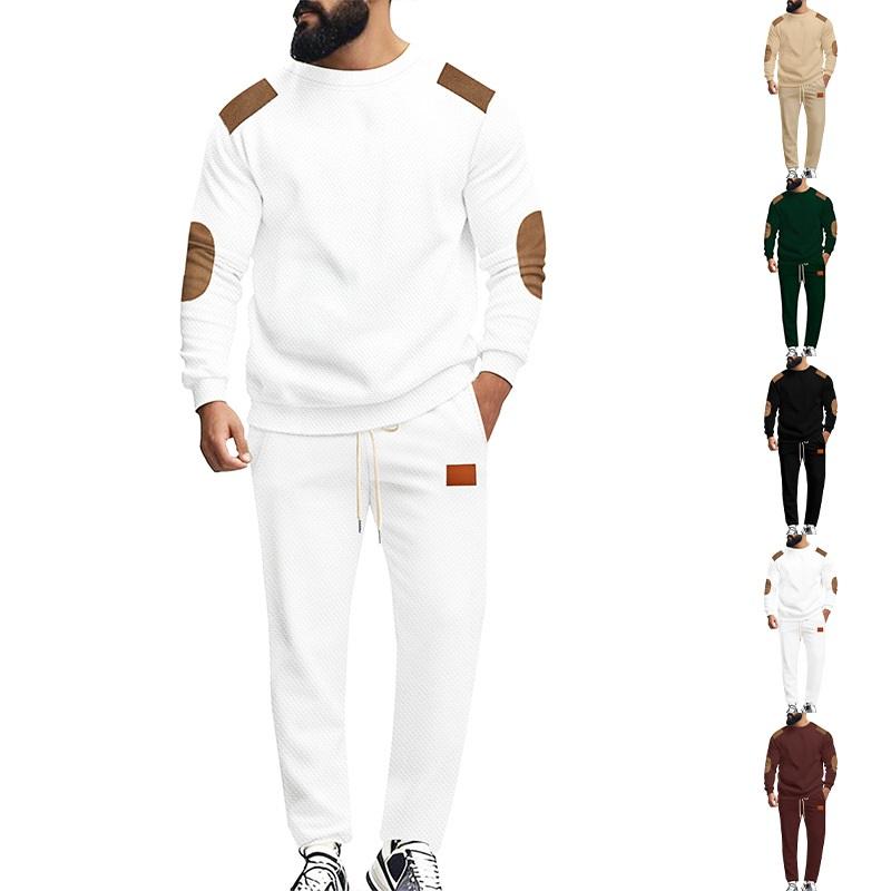 Spring And Autumn New Men's Casual Sports Suit Men's Stitching Contrast Color Two-piece Suit