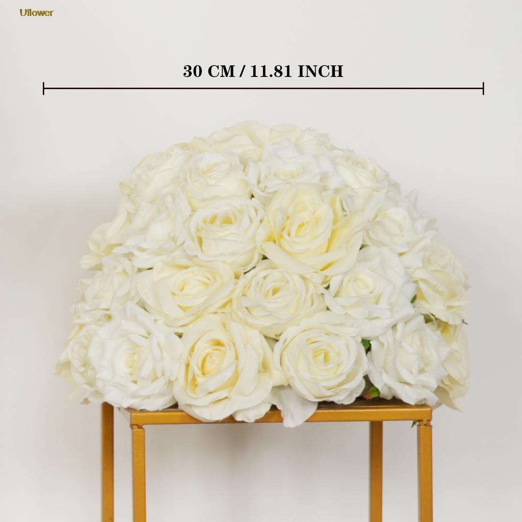 Uflower Silk Flower Ball Centerpiece Decor Artificial Wedding Backdrop Road Lead Floral Table Decoration for Events And Parties