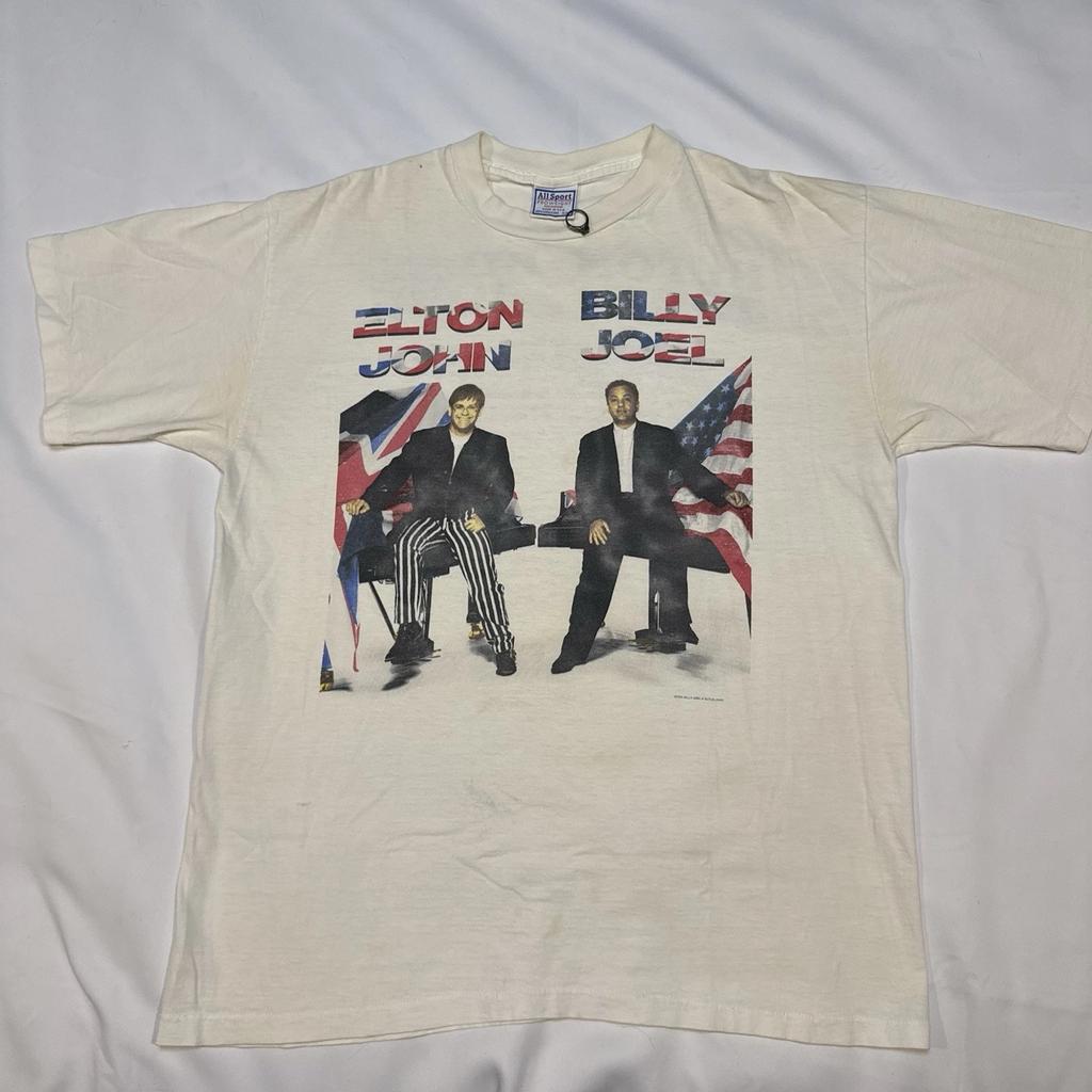 Vtg Billy Joel Elton John T-Shirt 90er Herren XL Weiß All Sport 1994 Tour Grunge