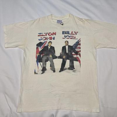 Vtg Billy Joel Elton John T-Shirt 90er Herren XL Weiß All Sport 1994 Tour Grunge