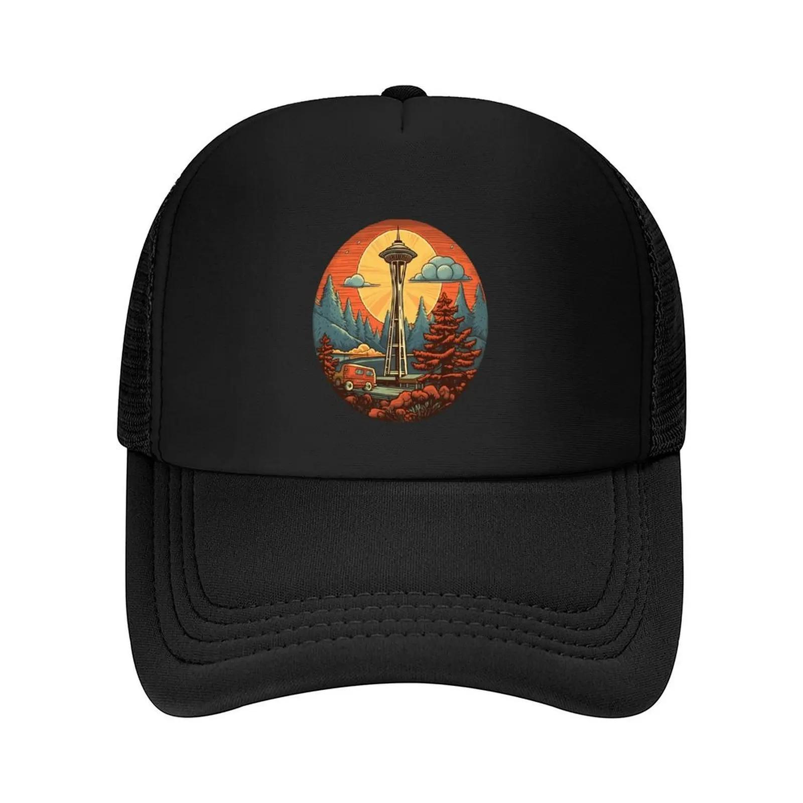 

Retro Seattle Space Needle Baseball Cap luxury woman cap Beach Bag funny hat winter hats for men Luxury Woman Mens