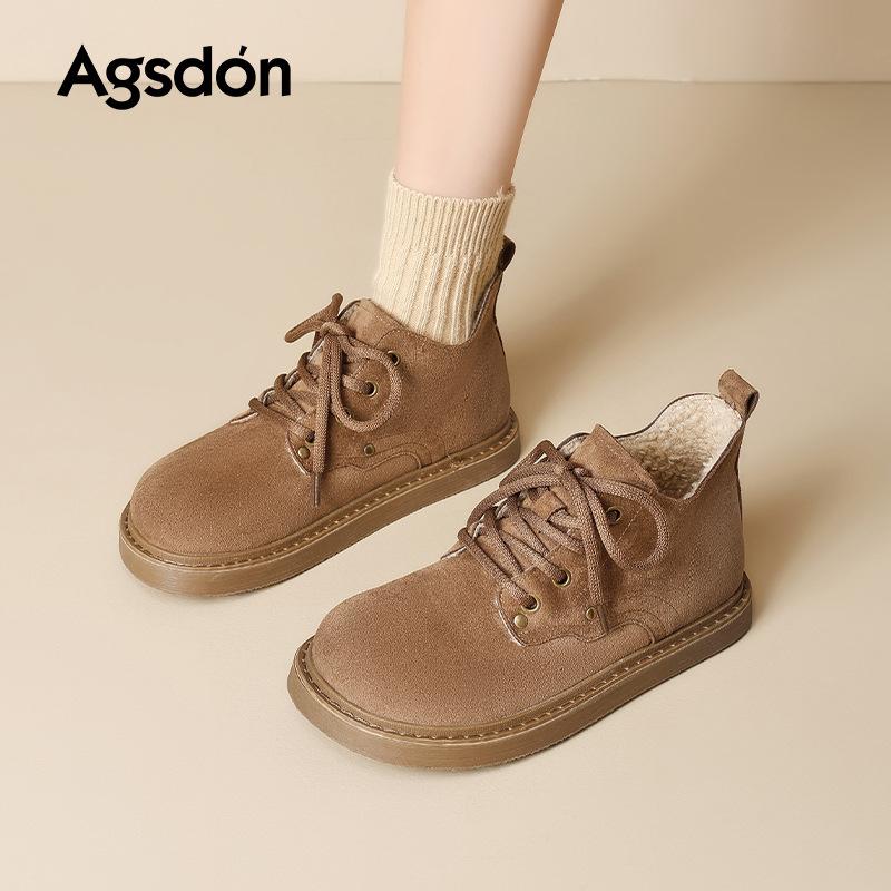 Augustine Fleece Martin Boots Women's 2025 New Platform British Merard Retro Rhubarb Short Boots Snow Boots