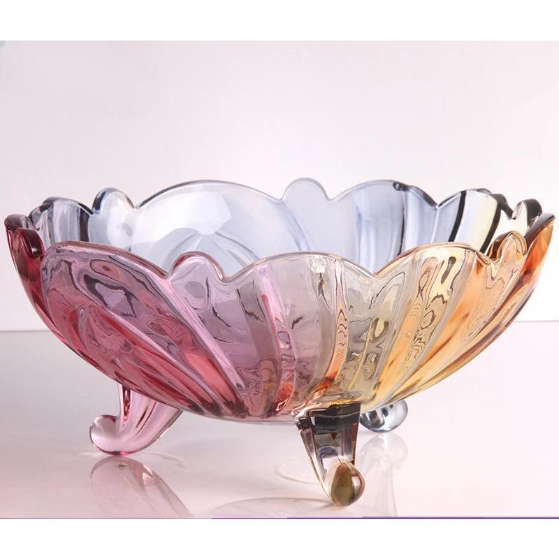 

Стеклянная тарелка для фруктов в европейском стиле, салатница, конфеты, сухофрукты, домашний журнальный столик, контейнер для закусок в гостиной 22X10cm