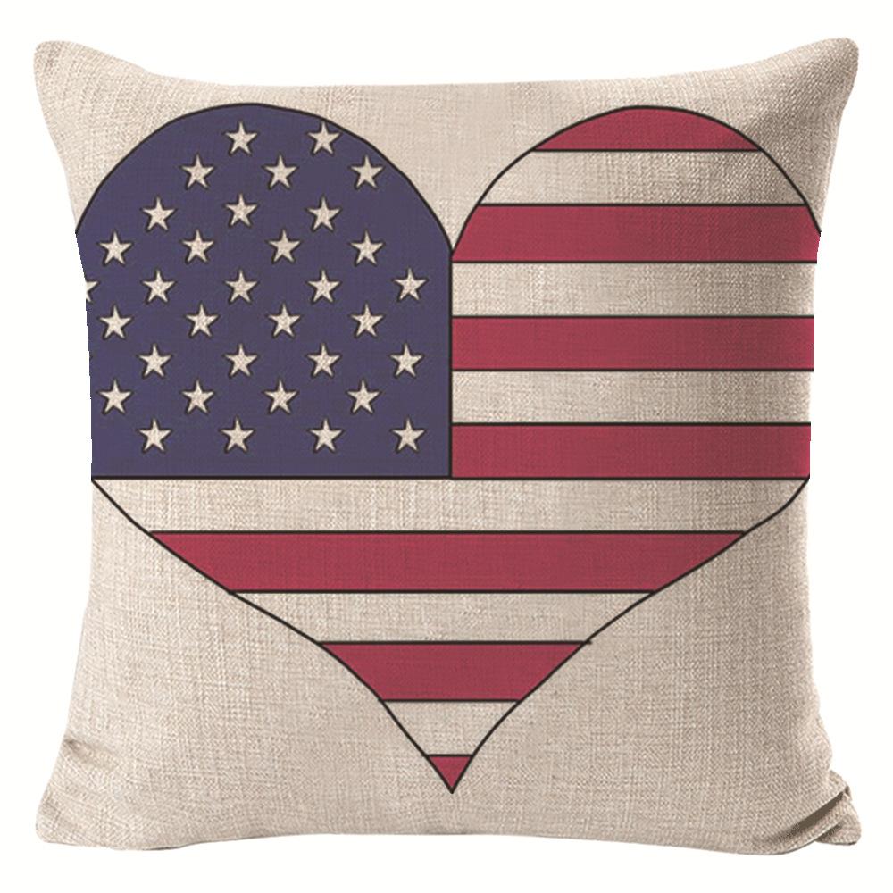 New American Independence Day Pillow Stars and Stripes Cushion Pillow Cover Festive Red and Blue Printed Letters One Piece