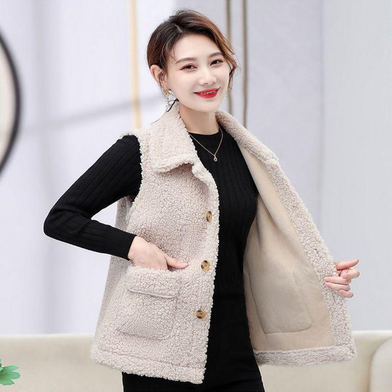 

Весенне-осенний жилет из гранулированного флиса из овечьей шерсти, женский жилет большого размера, меховой цельный жилет, верхняя одежда, куртка-жилет XXXXXL
