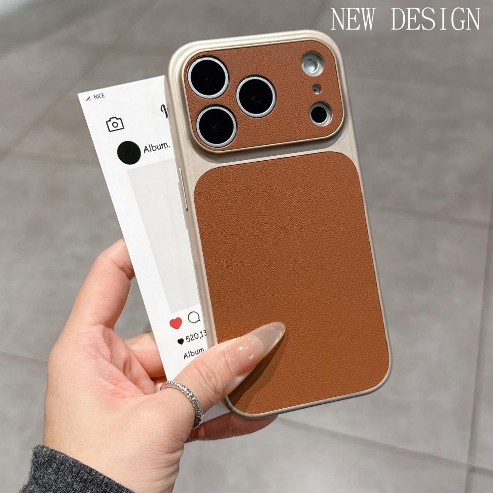 

Frosted Leather Large Window Camera Phone Case For iPhone Air 16 15 14 Plus 13 17 Pro Max Full Bumper Instantly Change 17 Cover iPhone17