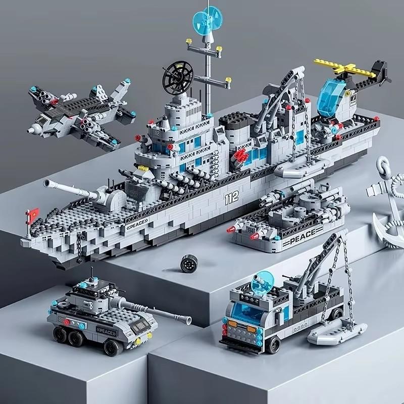 Large size 1560PCS Navy war ship Army ship model warship 6 in 1 multi-shape Building Blocks Construction Set for Boys Bricks Toy