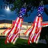Drapeau Américain Vent avec Lumière Résistant aux Intempéries Indépendance Vacances d'Été Jour Polyester Patriotique Affichage Extérieur pour Jardins Porches Vibrant