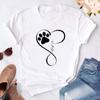 Women Dogs Paws Love Heart Printed T-shirts Fashion Summer Short Sleeve Lady Womens Clothes Tops T-Shirt Black Shirt Tees Female
