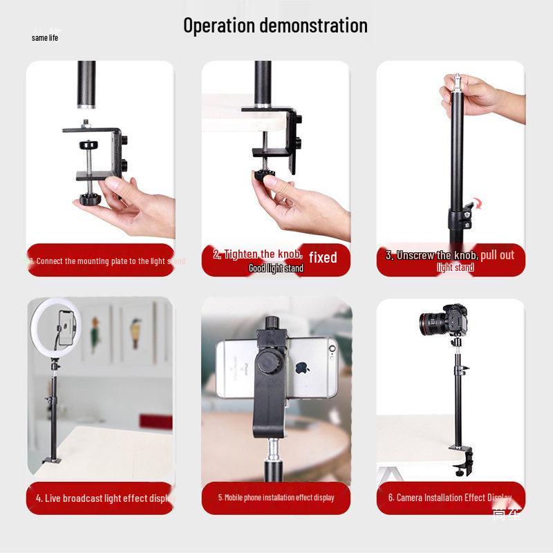 Retractable Phone Stand with Fill Light for Video Recording & Live Streaming