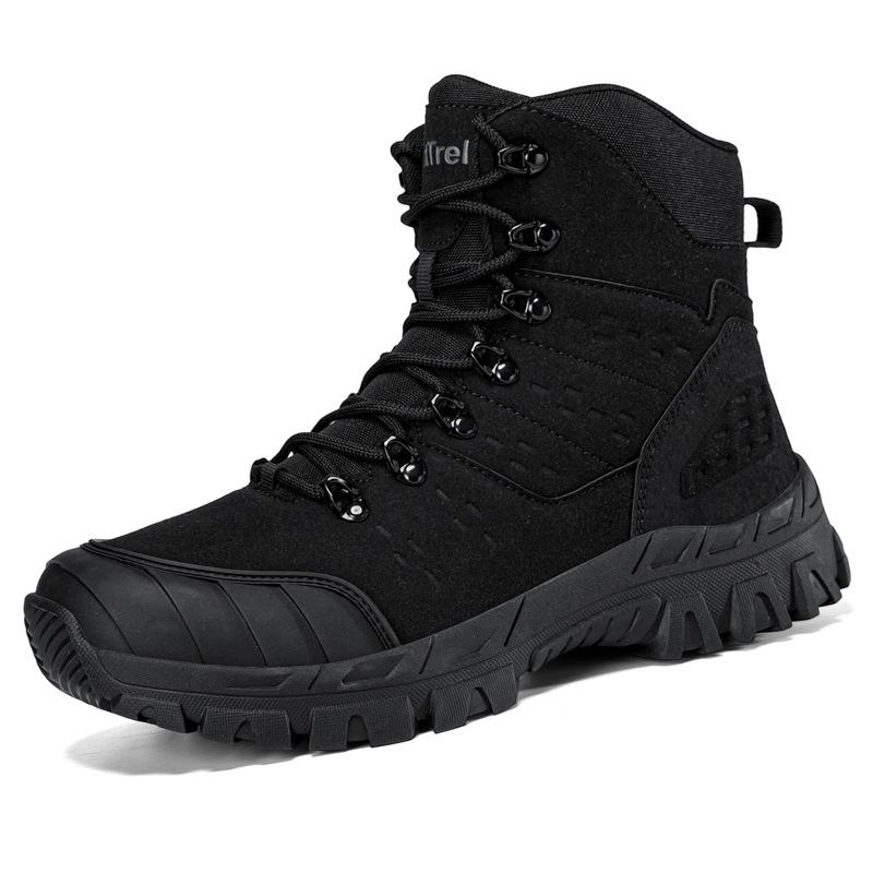 Men's Waterproof High-Top Desert Combat Boots - Wear-Resistant, Anti-Slip, Breathable, Large Size for Autumn/Winter Mountaineering & Hiking.