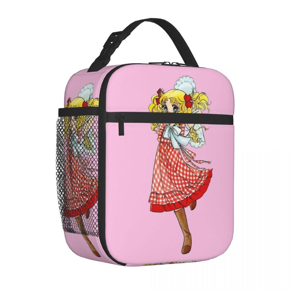 Candy Candy Pink Anime Insulated Lunch Bag Thermal Bag Reusable High Capacity Tote Lunch Box Food Handbags Beach Travel