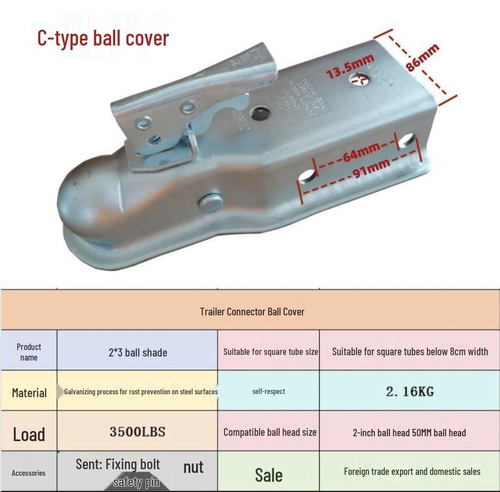 Anti-Detachment Wear-Resistant Cast Steel Trailer Tow Ball Cover for RVs & Boats
