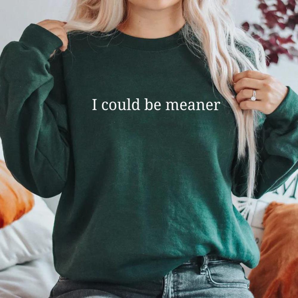 

I Could Be Meaner Sweatshirt Funny Humor Shirt Sarcastic Hoodie Funny Quote Sweater Men Women Long Sleeve Crewneck Sweatshirts XL