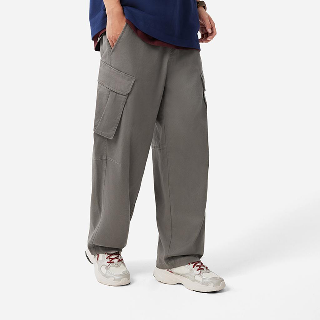 Li Ning Sports Lifestyle Series Solid Color Mid Waist Comfortable Breathable Versatile Straight Leg Casual Pants Men Bottoms Asphalt-Gray AKXV133-6