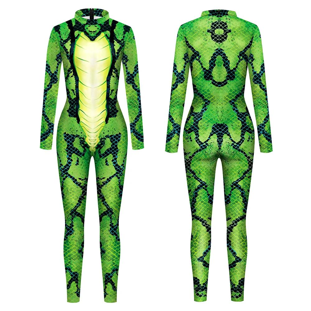 Combinaison Animale Halloween Serpent Cosplay Costume Tigre Combinaison Spandex Combinaison Fête Carnaval Scène Déguisement S black