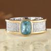 Vintage hammered copper jewelry ring for ladies, set with blue artificial gemstones, suitable for casual outings and vacations